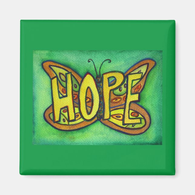 Hope Butterfly Ord Art Inspirational Magnets Magnet (Framsidan)
