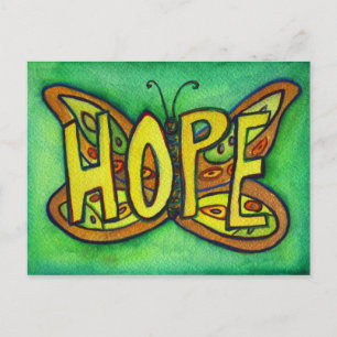 Hope Butterfly Ord Art Inspirational Postcard Vykort