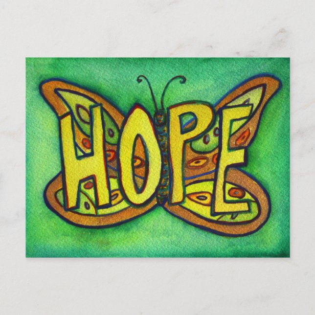 Hope Butterfly Ord Art Inspirational Postcard Vykort (Framsida)