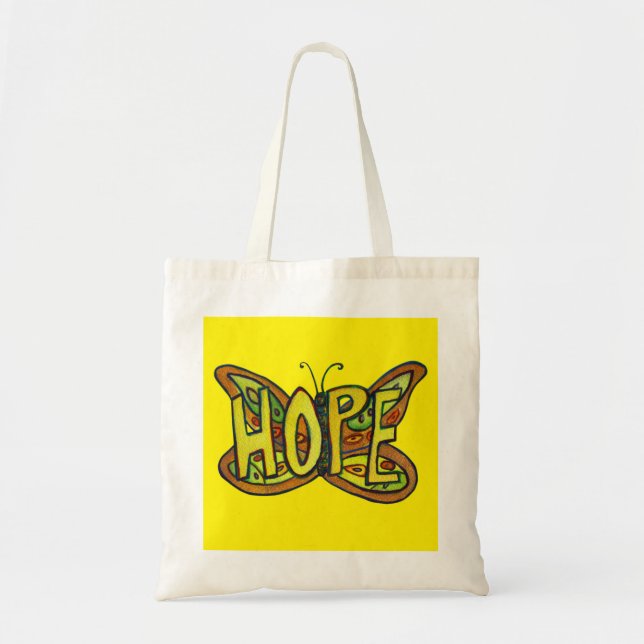 Hope Butterfly Ord Art Inspirational Tote bags Tygkasse (Framsidan)