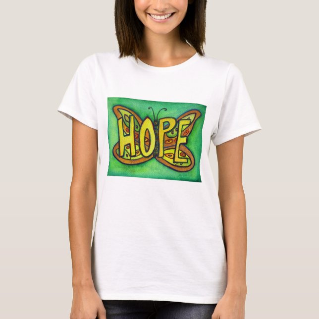 Hope Butterfly Ord Art Personlig Tee Shirts (Framsida)