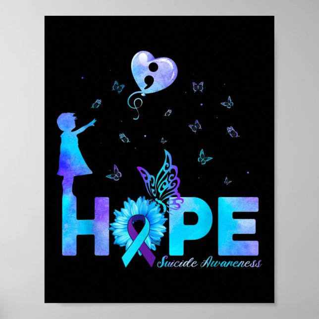 Hope Butterfly Solros Suicide Prevention Awaren Poster (Framsidan)