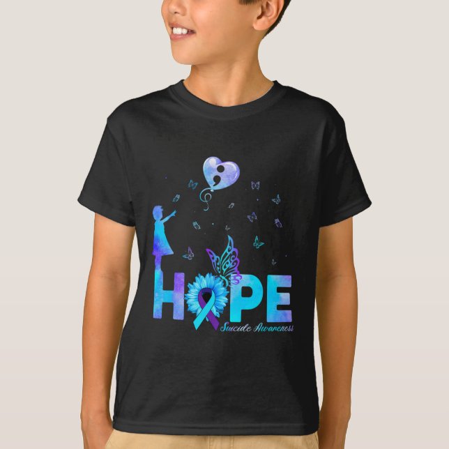 HOPE Butterfly Solros Suicide Prevention Awaren T Shirt (Framsida)