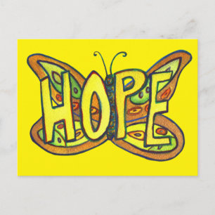 Hope Butterfly Word Art Inspirerande vykort