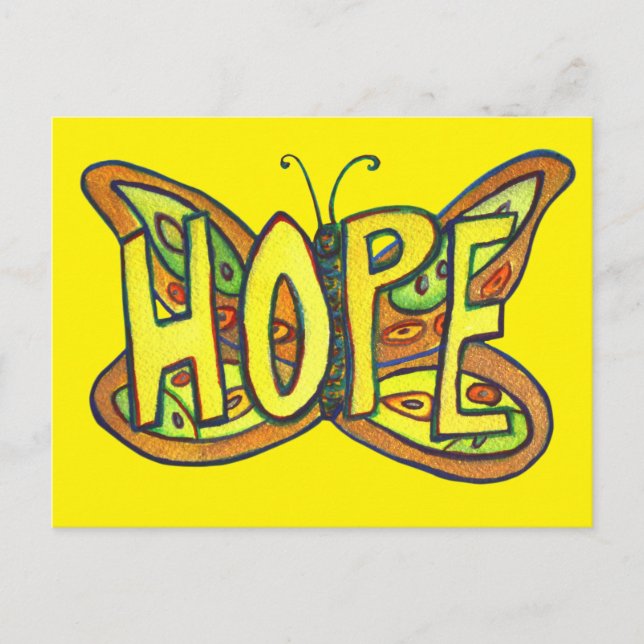 Hope Butterfly Word Art Inspirerande vykort (Framsida)