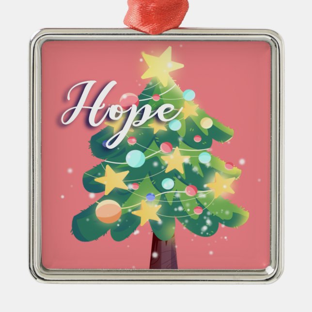 Hope Caption Quote Carton Julgran Rosa Julgransprydnad Metall (Framsidan)