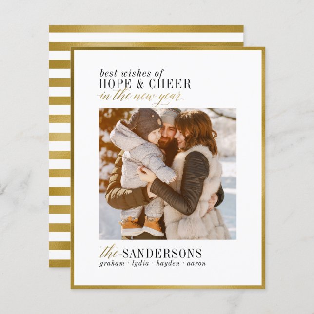 Hope & Cheer | Budgeterat nytt år Helgdag-fotokort (Fram/baksida)