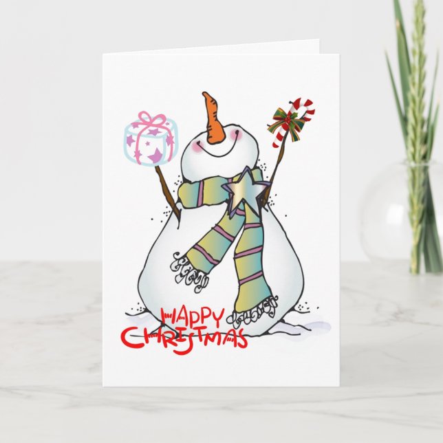 HOPE CHRISTMAS ÄR "LYCKLIG" SOM DENNA SNOMAN HELGKORT (Framsida)