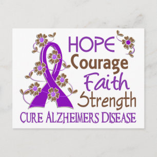 Hope Courage Faith Strength 3 Alzheimers sjukdom Vykort