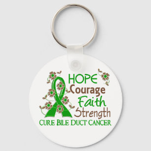 Hope Courage Faith Strength 3 Bile Duct Cancer Nyckelring