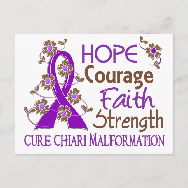 Hope Courage Faith Strength 3 Chiari Malformation Vykort (Framsida)