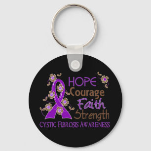 Hope Courage Faith Strength 3 Cystic Fibrosis Nyckelring