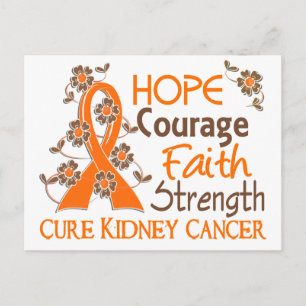 Hope Courage Faith Strength 3 Kidney Cancer Vykort