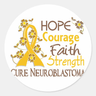 Hope Courage Faith Strength 3 Neuroblastoma Runt Klistermärke