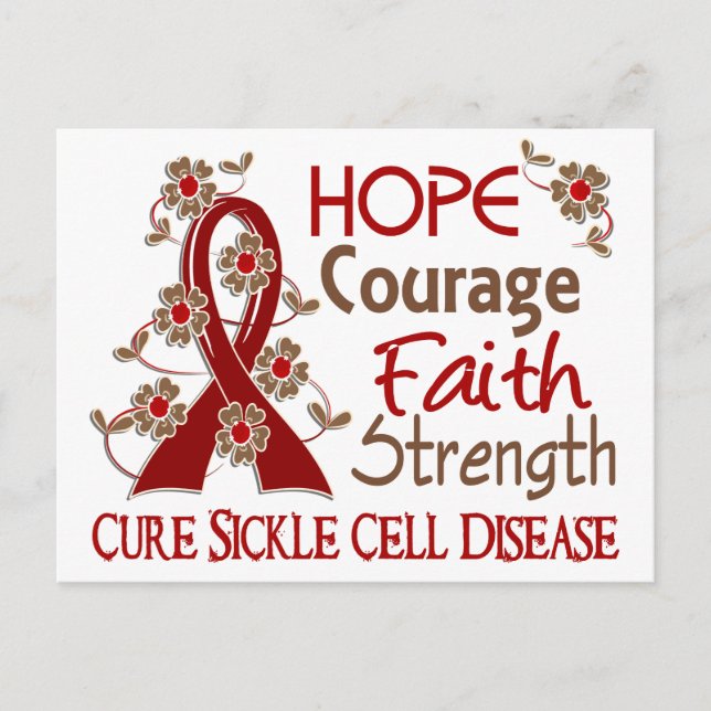 Hope Courage Faith Strength 3 Sickle Cell Disease Vykort (Framsida)