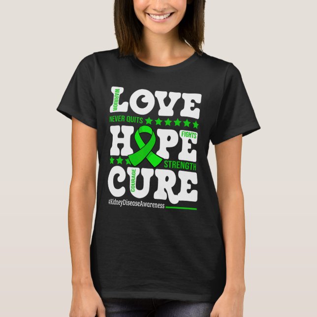 Hope Cure Warrior Kidney Disease Awareness Support T Shirt (Framsida)
