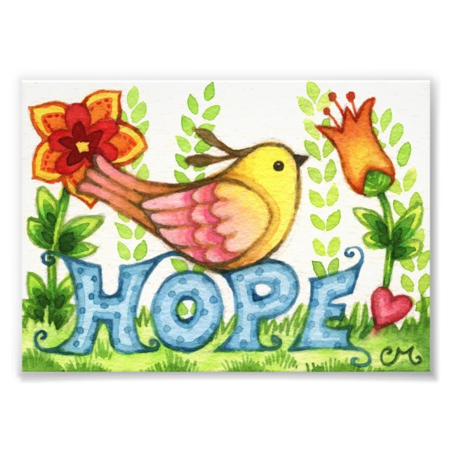 Hope - Cute Bird Print Fototryck (Framsidan)