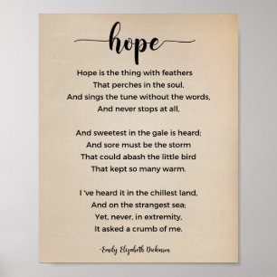 Hope Dikt by Emily Elizabeth Dickinson Vintage Poster