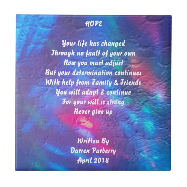"Hope" dikt - keramiskt plattor Kakelplatta (Framsidan)