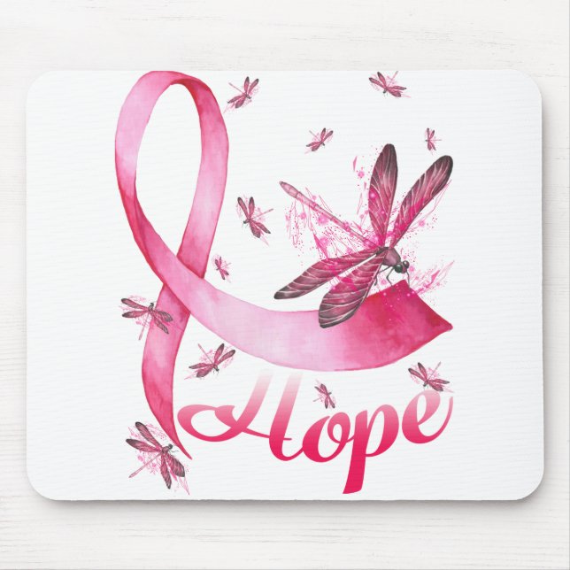 Hope Dragonfly Breast Cancer Awareness T-Shirt Musmatta (Framsidan)
