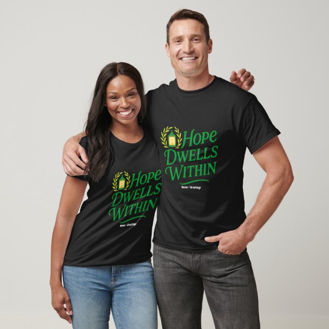 Hope Dwells Within Inspirational Lantern Wreath T Shirt (Unisex)