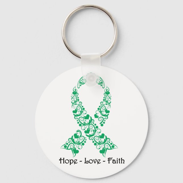 Hope Emerald Grönt Awareness Ribbon Nyckelring (Framsida)