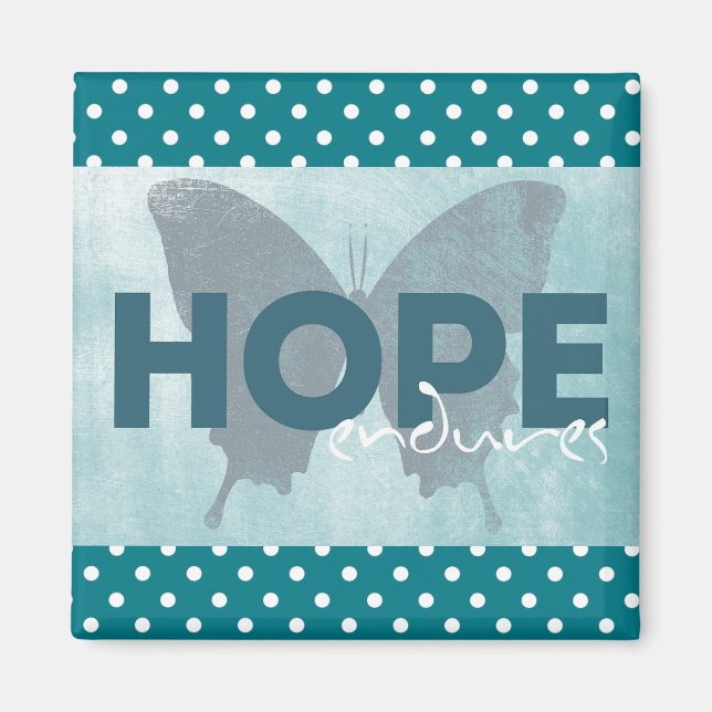 "Hope Endures" Vacker Blue Butterfly Magnet (Framsidan)