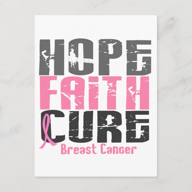 HOPE FAITH CURE BRÖSTCANCER VYKORT (Framsida)