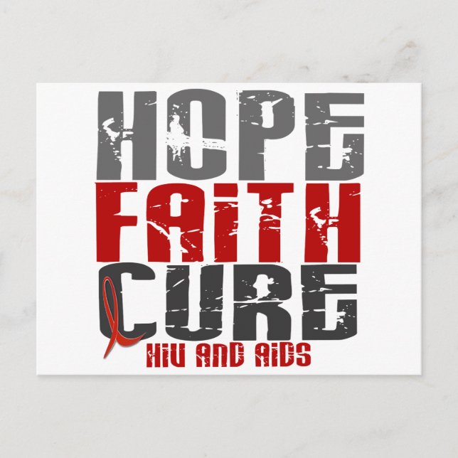 HOPE FAITH CURE HIV/AIDS T-Shirts & Apparts Vykort (Framsida)