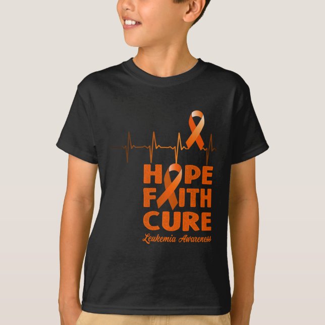 Hope Faith Cure - Leukemia Awareness T Shirt (Framsida)