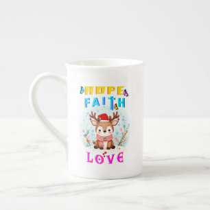 Hope Faith Kärlek Benporslin Mugg