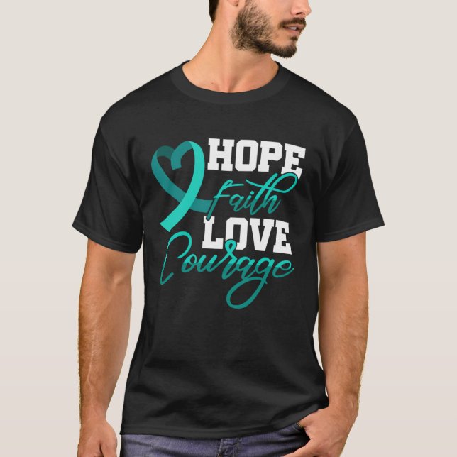 Hope Faith Kärlek Courage PSTD Stressar medvetande T Shirt (Framsida)