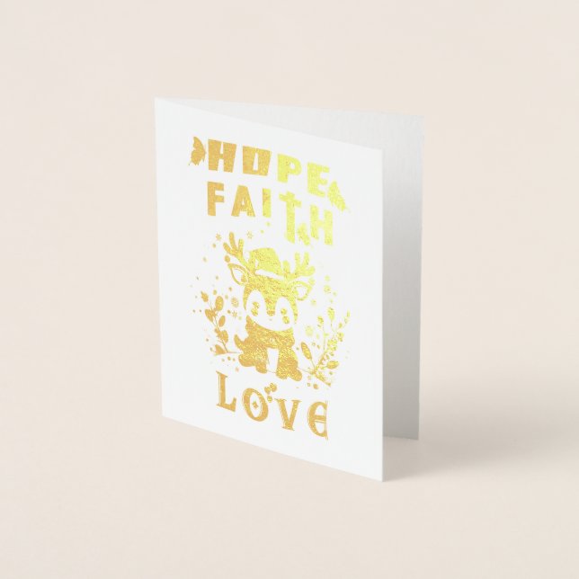 Hope Faith Kärlek Folierat Kort (Framsida)