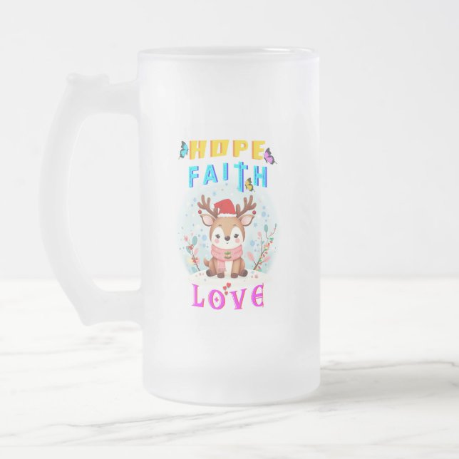 Hope Faith Kärlek Frostat Ölglas (Vänster)