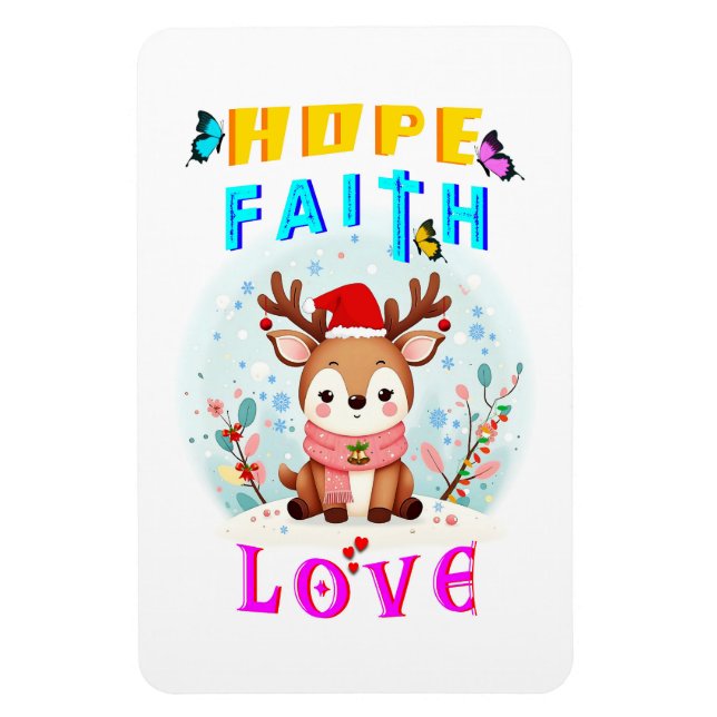 Hope Faith Kärlek Magnet (Vertikal)