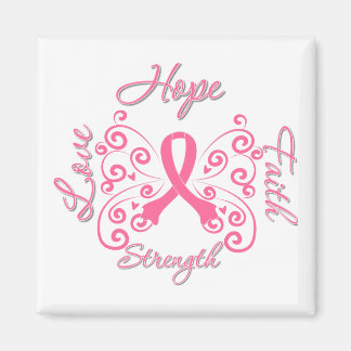 Hope Faith Kärlek Strength Breast Cancer Magnet