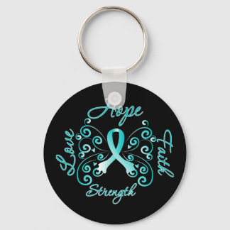 Hope Faith Kärlek Strength Cervical Cancer Nyckelring