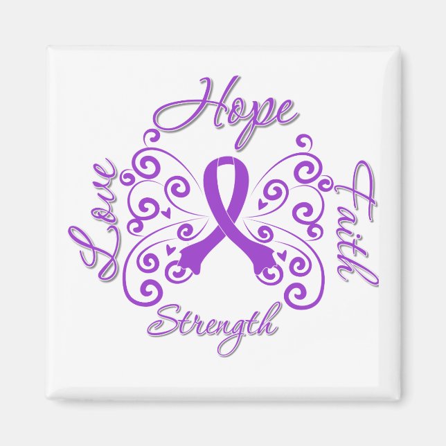 Hope Faith Kärlek Strength Fibromyalgia Magnet (Framsidan)