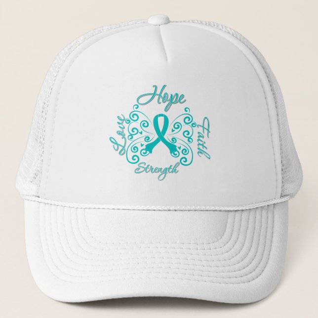 Hope Faith Kärlek Strength Ovarian Cancer Keps (Framsida)