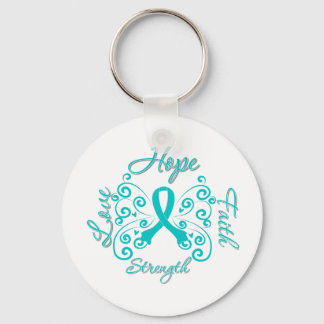 Hope Faith Kärlek Strength Ovarian Cancer Nyckelring