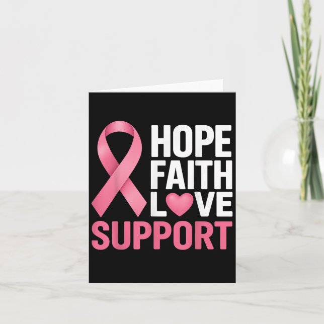 Hope Faith Kärlek Support Breast Cancer Awarness P Kort (Framsida)