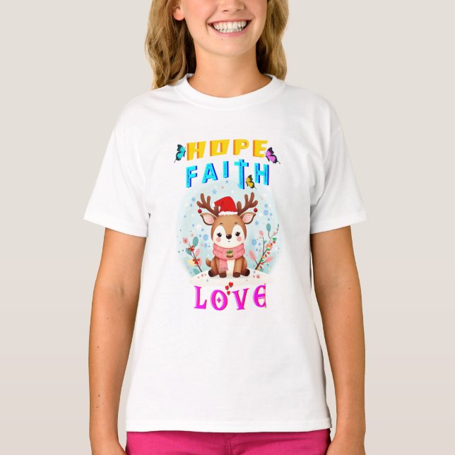 Hope Faith Kärlek T Shirt (Framsida)