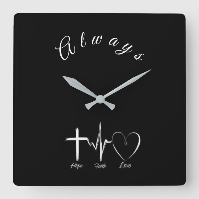 ****HOPE FAITH OCH KÄRLEK*** CLOCK FYRKANTIG KLOCKA (Framsida)