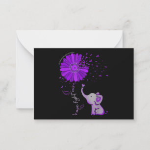 Hope Fight Cute Elephant Alzheimers Lila Ribbon Anteckningskort