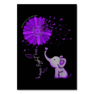 Hope Fight Cute Elephant Alzheimers Lila Ribbon Bordsnummer