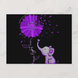 Hope Fight Cute Elephant Alzheimers Lila Ribbon Helg Vykort