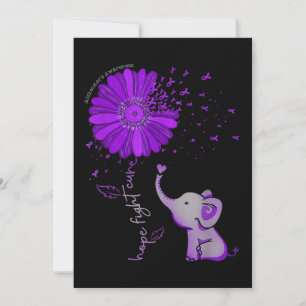 Hope Fight Cute Elephant Alzheimers Lila Ribbon Inbjudningar