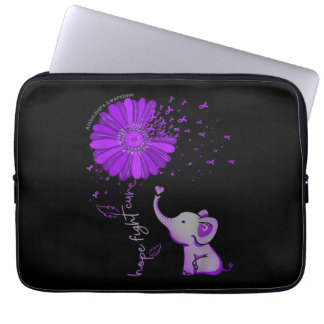 Hope Fight Cute Elephant Alzheimers Lila Ribbon Laptop Fodral