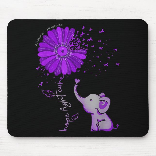 Hope Fight Cute Elephant Alzheimers Lila Ribbon Musmatta (Framsidan)