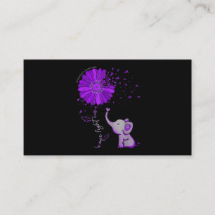 Hope Fight Cute Elephant Alzheimers Lila Ribbon Visitkort